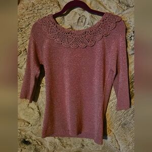 Joseph A. Large pink sparkly sweater.